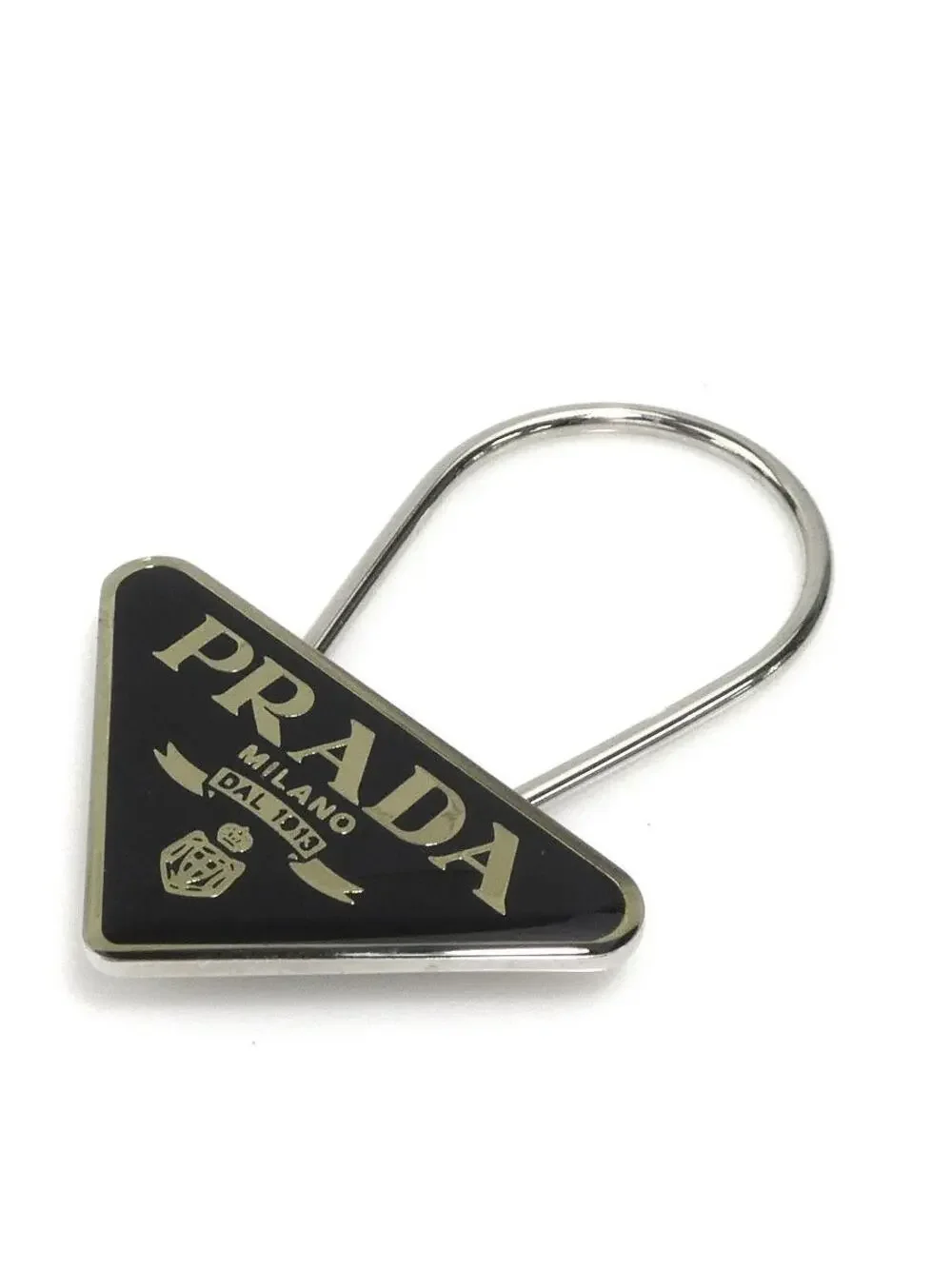 Auth Prada Key Ring Black/Silver Metal #280438P17B